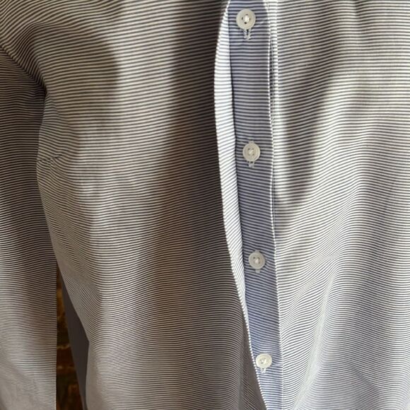 AMANDA Green Women’s Blue And White Striped Long Sleeve Button Up Top Size Small - Picture 4 of 16